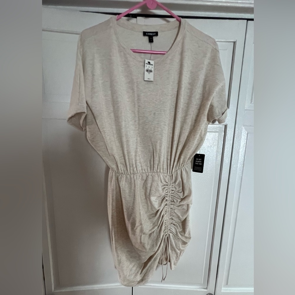 Women’s Express tan dress with ruffled skirt